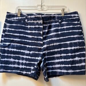 Lands' End Navy and White Tie-Dye Shorts